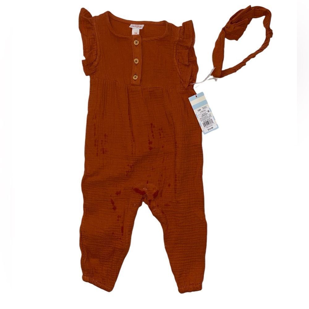 Cat & Jack Rust Romper Set Size 12 Months NWT